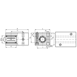 Tandem-Linearlagereinheit KGT-3 ISO-Reihe 3 Premium mit Linear-Kugellagern mit Winkelausgleich mit Doppellippendichtung für Wellen-Ø 50mm, Technische Zeichnung