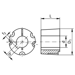 Taper-Spannbuchse 5050 Bohrung 125mm , Technische Zeichnung