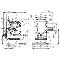 Schneckengetriebe ZM/I Ausführung A Größe 63 i=12,75:1 Abtriebswelle Seite 5 (Betriebsanleitung im Internet unter www.maedler.de im Bereich Downloads), Technische Zeichnung