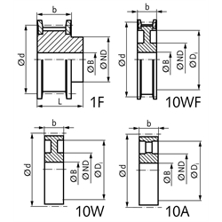 HTD-Zahnriemenrad aus Stahl Profil 8M 25 Zähne für Riemenbreite 50mm , Technische Zeichnung