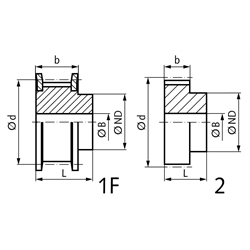 Zahnriemenrad aus Aluminium Profil T10 72 Zähne für Riemenbreite 50 mm 66 T10/72-0, Technische Zeichnung