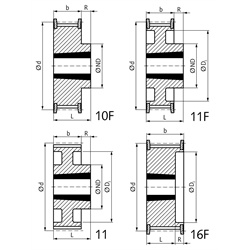 HTD-Zahnriemenrad aus Stahl Profil 8M 48 Zähne für Riemenbreite 20mm für Taper-Spannbuchse 2012 , Technische Zeichnung