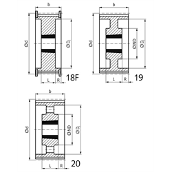 HTD-Zahnriemenrad aus Stahl Profil 14M 30 Zähne für Riemenbreite 40mm für Taper-Spannbuchse 2012 , Technische Zeichnung