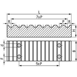 Klemmplatten Zoll-Profile, einbaufertig, Technische Zeichnung