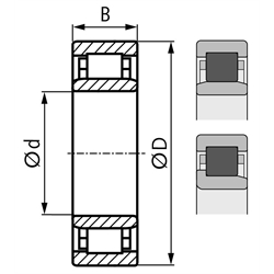 SKF Zylinderrollenlager NJ 203 ECP einreihig Innen-Ø 17mm Außen-Ø 40mm Breite 12mm, Technische Zeichnung