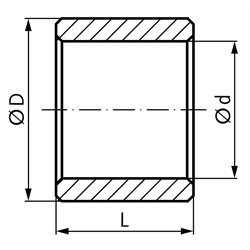 Zylinderbuchse geschlitzte Ausführung 12 x 14 x 12 mm , Technische Zeichnung