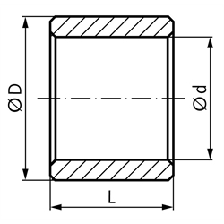 Zylinderbuchse geschlitzte Ausführung 32 x 36 x 20 mm , Technische Zeichnung