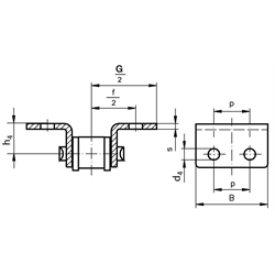 Rostfreies Federverschlussglied mit beidseitiger Winkellasche 12 B-1-K2 Edelstahl 1.4301 , Technische Zeichnung